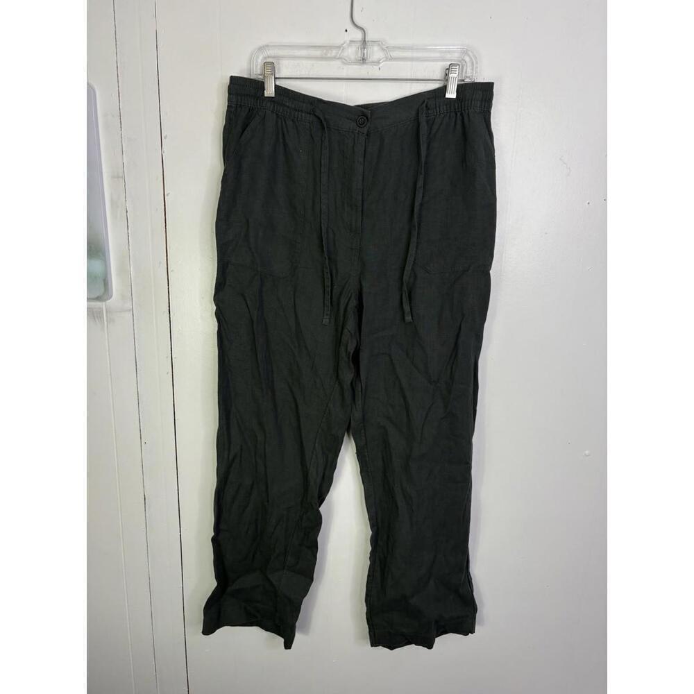 Monoprix Premium Pants Womens Large Linen Wide Leg Coastal Elastic Tie Waist